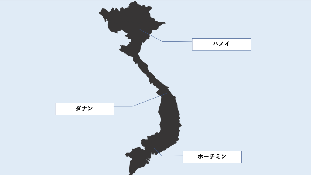 ベトナム主要都市の地図